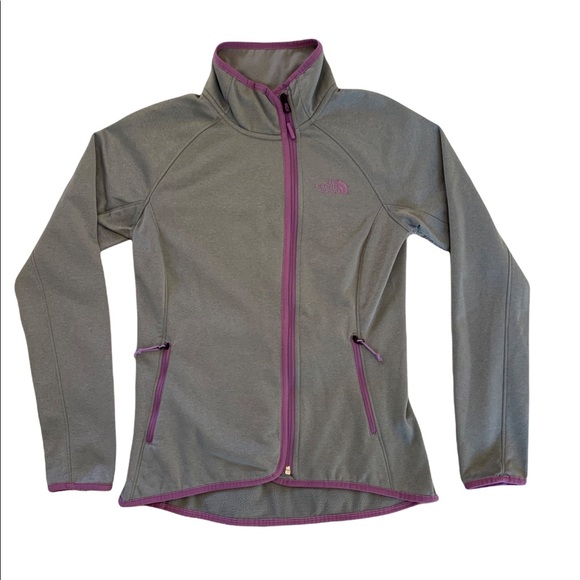 The North Face Softshell Fleece in Gray with Purple Detail - Picture 3 of 16